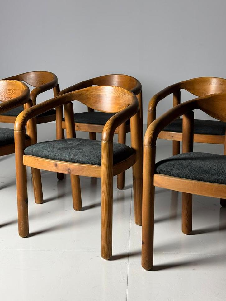 Rainer Daumiller stoelen (6) vintage, Huis en Inrichting, Stoelen, Gebruikt, Vijf, Zes of meer stoelen, Stof, Bruin, Ophalen