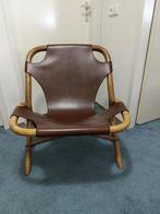 Vintage stoel met leren zitvlak, Ophalen, Gebruikt, Bruin, Vintage
