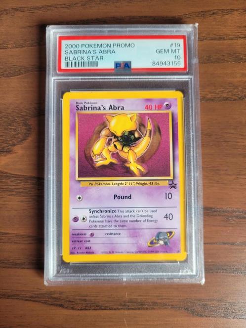 Sabrina's Abra #19 Black Star Promo PSA 10, Hobby en Vrije tijd, Verzamelkaartspellen | Pokémon, Nieuw, Losse kaart, Foil, Verzenden