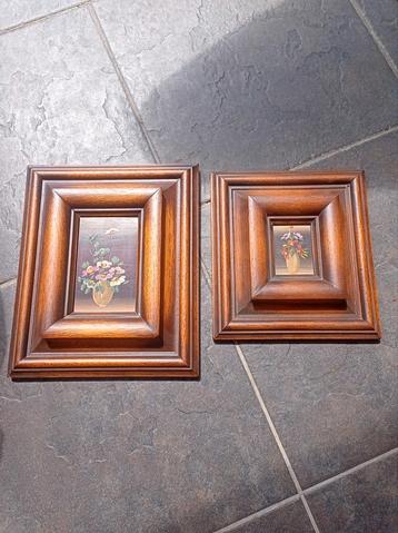 Bloemenschilderijtjes - Set van 2 beschikbaar voor biedingen