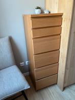 Ikea Malm ladenkast met spiegel, 6 lades Wit gelazuurd eiken, Ophalen, 5 laden of meer, Zo goed als nieuw, Minder dan 100 cm
