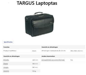 Laptoptas met veel bergruimte beschikbaar voor biedingen
