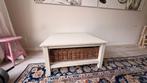 Witte Landelijke Salontafel met Rieten Manden, Huis en Inrichting, Tafels | Salontafels, Gebruikt, 50 tot 100 cm, Vierkant, Landelijk