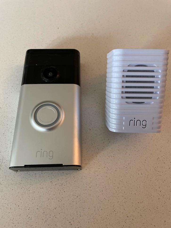 Ring Video Deurbel + Chime, Doe-het-zelf en Verbouw, Alarmsystemen, Gebruikt, Compleet systeem, Beweging, Draadloos, Ophalen of Verzenden