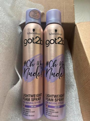 2 nieuwe flessen Schwarzkopf Got 2b Lightweight Foam Spray beschikbaar voor biedingen