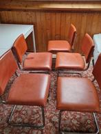 Vintage / retro eetkamerstoel - leer - buisframe - 5 stuks, Ophalen, Gebruikt, Overige kleuren, Leer