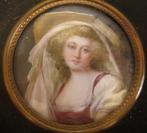 Antiek handgeschilderd miniatuur portret dame /19, Verzenden