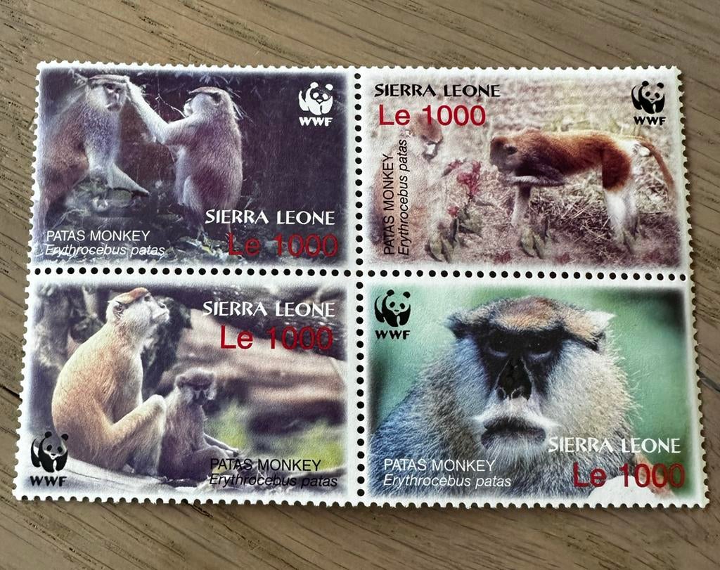 Sierra Leone 2004 WWF Apen dieren Postfris, Ophalen of Verzenden, Overige landen, Postfris