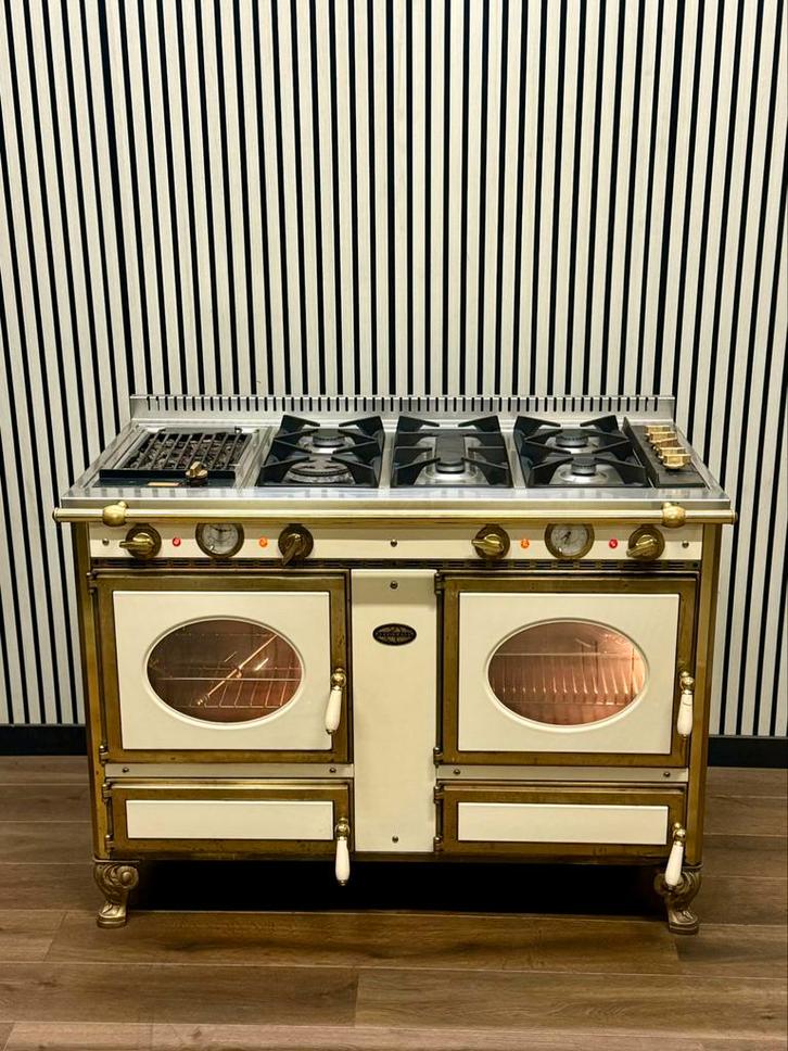 Luxe J.Corradi Fornuis creme/messing 2 ovens 120 cm, Witgoed en Apparatuur, Fornuizen, Gebruikt, Vrijstaand, Gas, 5 kookzones of meer