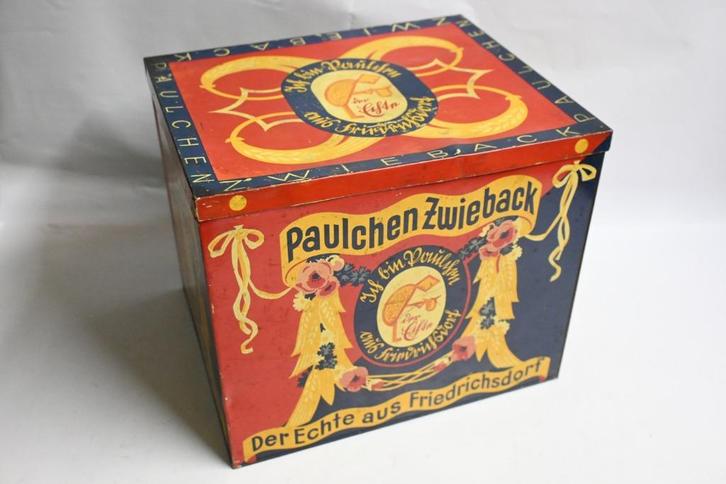 Pauly & co winkel voorraad blik Paulchen Zwieback beschuit, Verzamelen, Blikken, Gebruikt, Beschuit, Ophalen of Verzenden
