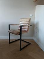 Eetkamerstoel buffelleer 2x, Ophalen, Zo goed als nieuw, Zwart