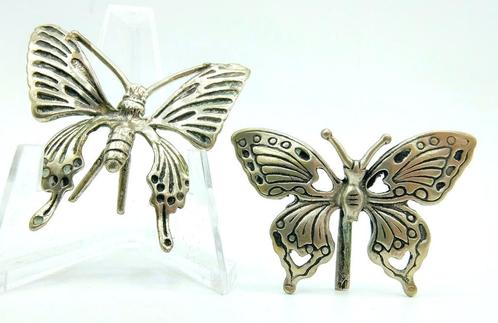 2 Zilveren miniaturen, vlinders, Italië, 800, Antiek en Kunst, Antiek | Goud en Zilver, Zilver, Verzenden