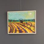 Schilderij: Oogst met Tractor in Van Gogh Stijl, Ophalen of Verzenden