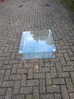 Glazen Salontafel met Metalen Poten, Huis en Inrichting, Tafels | Salontafels, Gebruikt, 50 tot 100 cm, Vierkant, Glas