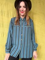 Vintage blouse, maat 40/L - gestreept - groen - blauw - 90's, Kleding | Dames, Maat 38/40 (M), ., Country Casuals, Ophalen of Verzenden