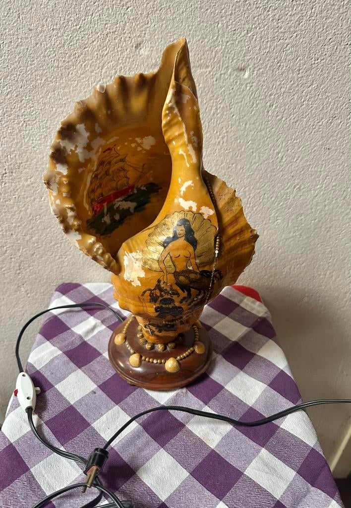 Oude schelp lamp, Antiek en Kunst, Ophalen of Verzenden