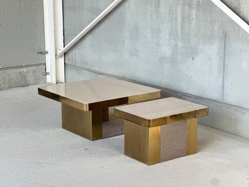 Vintage brass coffeetable’s, ca 1980’s beschikbaar voor biedingen