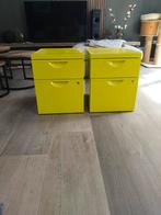 Gele Bureau Kastjes - Set van 2, Minder dan 50 cm, Gebruikt, 1 of 2 laden, Ophalen of Verzenden