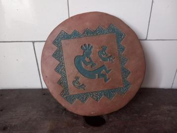 vintage tegel aardewerk onderzetter tribal decoratie etnisch beschikbaar voor biedingen
