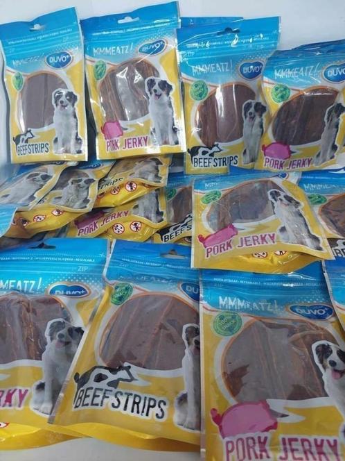 Mooie partij 100x Duvo jerkey natuurlijke hondenstrips mix, Dieren en Toebehoren, Dierenvoeding, Hond, Ophalen of Verzenden