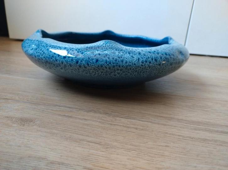 Blauw Schaal/Mand - Keramiek - 25cm, Huis en Inrichting, Woonaccessoires | Schalen en Manden, Schaal, Rond, Porselein of Keramiek