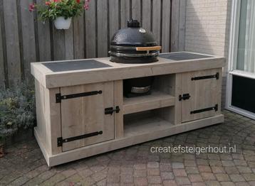 Handgemaakte buitenkeuken steigerhout keramiek bbq beschikbaar voor biedingen
