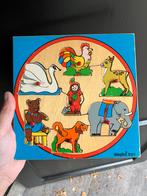 Simplex toys hout houten puzzel rond vierkant vintage dieren, Ophalen of Verzenden, Minder dan 10 stukjes, 6 maanden tot 2 jaar