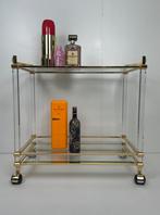 Vintage plexiglas bar cart / serveerwagen/ drank kar goud, 60 cm of meer, Rechthoekig, Ophalen of Verzenden, Zo goed als nieuw