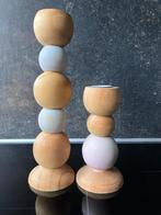 Set: 2 houten kandelaars, Nieuw, Ophalen of Verzenden, Hout, Bruin