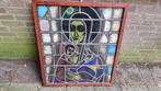 Antiek glas-in-loodraam met afbeelding van Maria, Antiek en Kunst, Antiek | Religie, Ophalen
