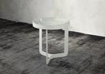 Spinder Design Douglas witte ronde glazen bijzettafel, 45 tot 60 cm, Minder dan 55 cm, Rond, Nieuw