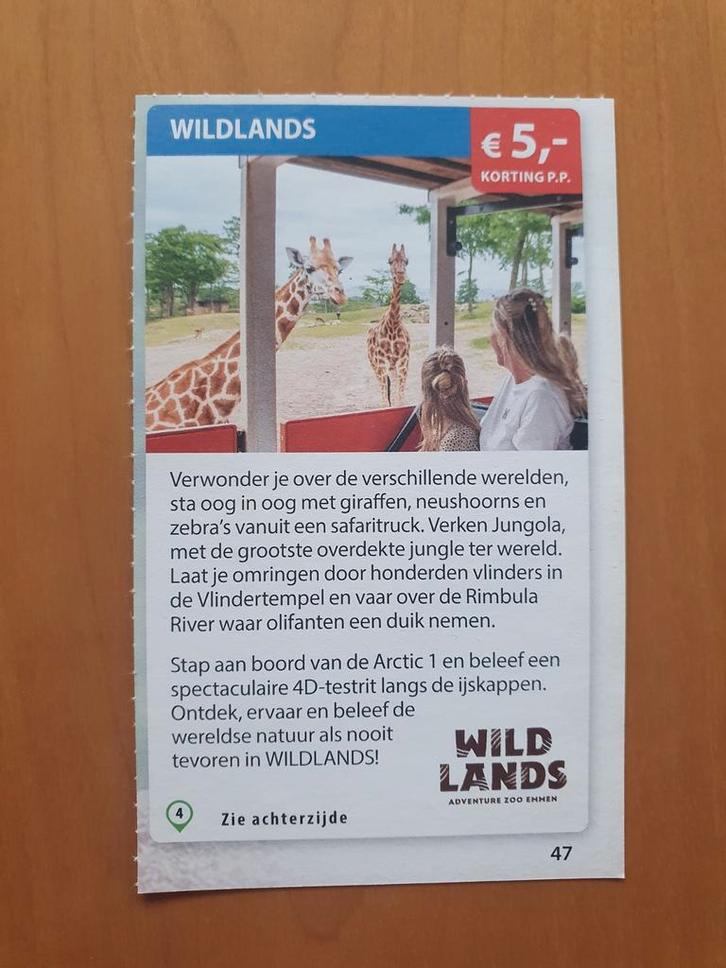 WILDLANDS Adventure Zoo Emmen €5,- korting p.p., Tickets en Kaartjes, Recreatie | Dierentuinen, Drie personen of meer, Kortingskaart