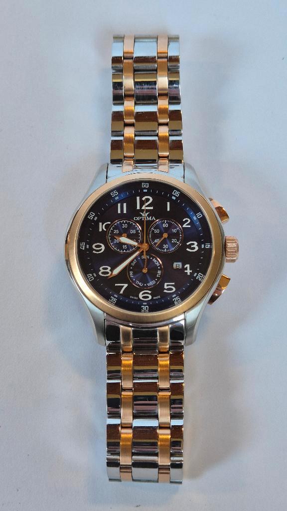 Optima osc 376-sr-9, Sieraden, Tassen en Uiterlijk, Horloges | Dames, Zo goed als nieuw, Polshorloge, Overige merken, Staal, Staal