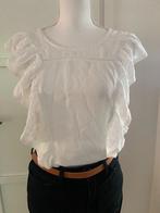 Witte blouse met broderie maat L top wit, Ophalen of Verzenden, Zo goed als nieuw, Maat 38/40 (M), Wit