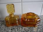 KAPTAFELSET GLAS ART DECO AMBERKLEUR, Antiek en Kunst, Ophalen of Verzenden