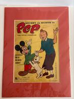 Pep voorblad 1e nummer 1962 in passepartout, Ophalen of Verzenden, Kuifje, Gebruikt, Plaatje, Poster of Sticker
