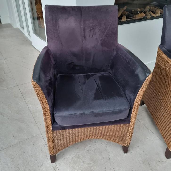 6x Lloyd Loom stoelen, Huis en Inrichting, Fauteuils, Gebruikt, Riet of Rotan, Stof, Ophalen