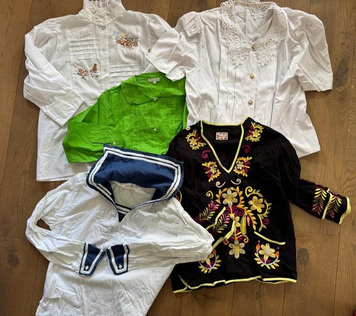Bundel vintage blouses jaren 60 tot jaren 90, Kleding | Dames, Blouses en Tunieken, Gedragen, Maat 38/40 (M), Overige kleuren