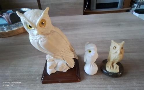 3 antieke mooie uilen beeldjes, Verzamelen, Beelden en Beeldjes, Gebruikt, Dier, Ophalen of Verzenden