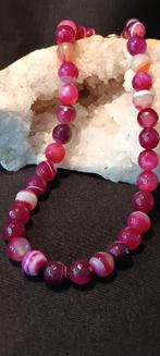 Ketting met fuchsia facetgeslepen agaat, Ophalen of Verzenden, Zo goed als nieuw
