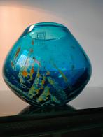 Malta Vaas Mdina Petrol Zee- Zandtinten 1960, Antiek en Kunst, Antiek | Glas en Kristal, Ophalen of Verzenden
