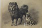 Lithografie Otto Eerelman honden   gesigneerd, Ophalen of Verzenden