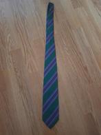 Paars/groen gestreepte zijde Van Gils stropdas ***zgan***, Paars, Zo goed als nieuw, Met patroon, Van Gils