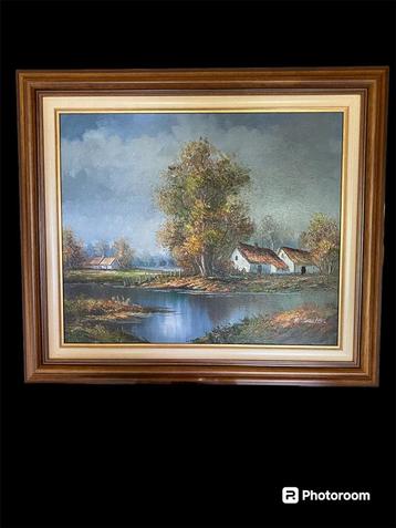 Schilderij landschap olieverf op doek gesigneerd K.Wouters