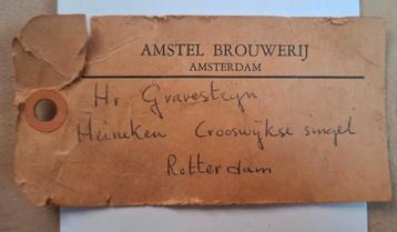 Oude bier treinlabel Amstel Brouwerij Amsterdam tav heineken beschikbaar voor biedingen