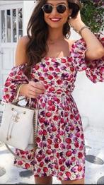 Leuke jurk met pof mouw  maat M creme roze paars rood Zara, Maat 38/40 (M), Overige kleuren, Zara, Ophalen of Verzenden