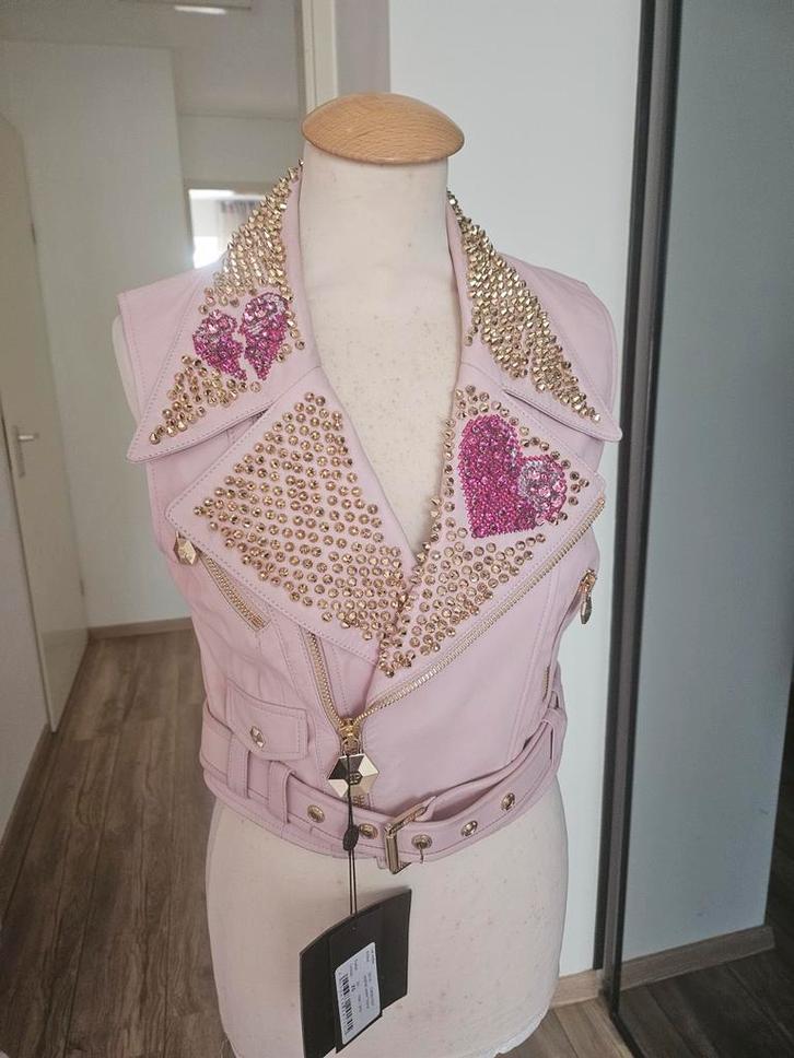 Philipp Plein Leren Jasje, Kleding | Dames, Bodywarmers, Nieuw, Maat 34 (XS) of kleiner, Roze, Ophalen of Verzenden