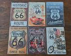Set van 6 metalen bordjes 20x30 cm Route 66 USA, Ophalen of Verzenden, Nieuw