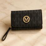 Trendy dames portemonnee – monogram print – zwart/goud, Ophalen of Verzenden, Nieuw, Zwart