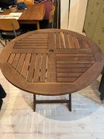 Hardhouten opklapbare ronde tuintafel, Tuin en Terras, Tuintafels, Ophalen, Gebruikt, Rond, Teakhout